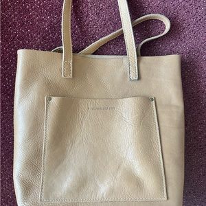 RARE COLOR- Almond Portland Leather Goods Large Classic Crossbody Tote Unicorn